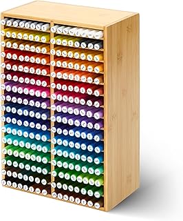 MEEDEN Bamboo Marker Organizer for Desk: Holds 224 Pens with 32 Compartments- Art Supply Storage & Holder for Alcohol Markers，Pens，Pencils