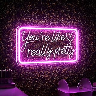 You're Like Really Pretty Neon Signs for Wall Decor, LED Neon Sign Aesthetic Room Decor for Teen Girls Neon Lights Signs for Bedroom, Salon, Wedding Party Pink Neon Name Sign