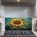 Evgosm tempered glass backsplash, sunflower Splashback, Glass Backsplash, Used for Kitchen Wall Protection and Decoration, Easy to Install and Clean. (30x14'')