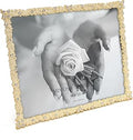 8x10 Brass-Tone Jewel Bling Picture Frame with Rhinestones, Decorative Photo Frame for Wedding, Anniversary, Christmas, Bride Gift, Tabletop Display