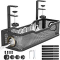 Under Desk Cable Management Tray Black, Cinati Wire Organizers No Drill, Cable Tray with Clamp for Wire Management, Cord Organization Box for Office, Home - No Damage to Desk