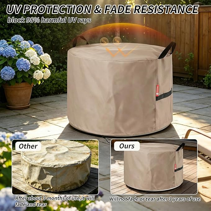 [2026 Upgraded]SheeChung Fire Pit Cover Round for Solo Stove Yukon 27",Heavy Duty 600D Waterproof Firepit Cover 28"D x 18"H,Fits for 24"-28" Smokeless Fire Bowl/Table,Outdoor Covers with Drawstring