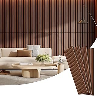 4 Pack Wood Panels for Wall, 47.24" x 12.79" Acoustic Wood Slat Wall Panel for Interior Decor & Noise Reduction, Soundproof Wood Wall Panel, Sound Absorbing Wall Panels for Home Office Studio, Walnut