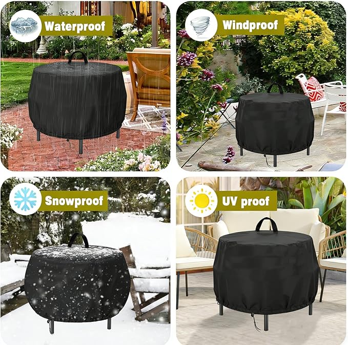 Fire Pits Cover for TMWINGS, 28 inch Waterproof Outdoor Fire Pit Stove Cover for Round Firepit Bowl Roating Table and BBQ Grill-28"D x 18"H