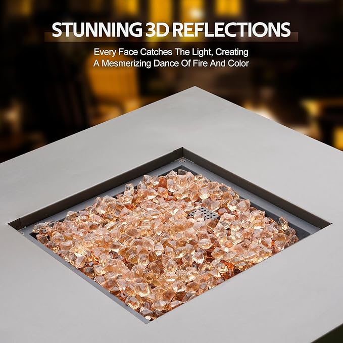 Mr. Fireglass 1/2-Inch Polygon Fire Glass for Fireplace Fire Pit & Lanscaping, 10 Pounds High Luster Elegant Gold
