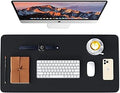 WAYBER Leather Desk Pad Protector, Waterproof Mouse Pad, PU Desk Mat, Office Desk Cover, Desk Writing Mat for Office/Home/Work/Cubicle (Black/Red) 31.5x15.8 in