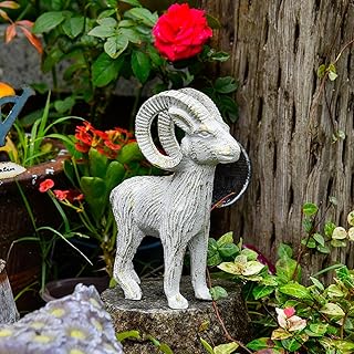 Sungmor Cast Iron Antelope Statue, Vintage Home Office Decor Sculpture, Outdoor Garden Lawn Animal Figurine, Indoor Bookshelf Tabletop Ornament, Rustic White