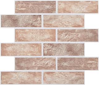 16-Pack 3D Faux Brick Acoustic Wall Panels, 11.8" x 11.8" PET High Density Soundproof & Noise Cancelling Felt Tile with 96 Adhesive Tabs, Sound Absorbing Panels for Home Office, Rustic