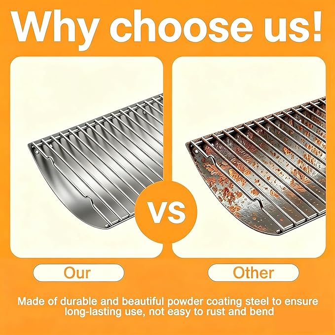 LS'BABQ Stainless Steel 27 Inch Charcoal Ash Pan Replacement for Chargriller Charcoal 1224 1324 2121 2222 2727 2828 2929, Charbroil 17302056 Grills, Charcoal Tray Grates with 2pcs Fire Grate Hangers
