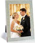Enamel Picture Frames 4x6, 4 by 6 Silver Glittering Photo Frame with Real Glass & Velvet Back, Sparkling Metal frame for Tabletop or Wall, Amazing Weddings Graduation Gift & Wall Art Decor