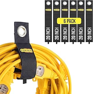 COLSEN Storage Strap – 20 inch large Heavy Duty Garage Organization Cable Keeper Wire Holder Outdoor rope strap Hose Hanger for extension cords RV Organizers Garden Anchor Marine Workshop (6Pack)