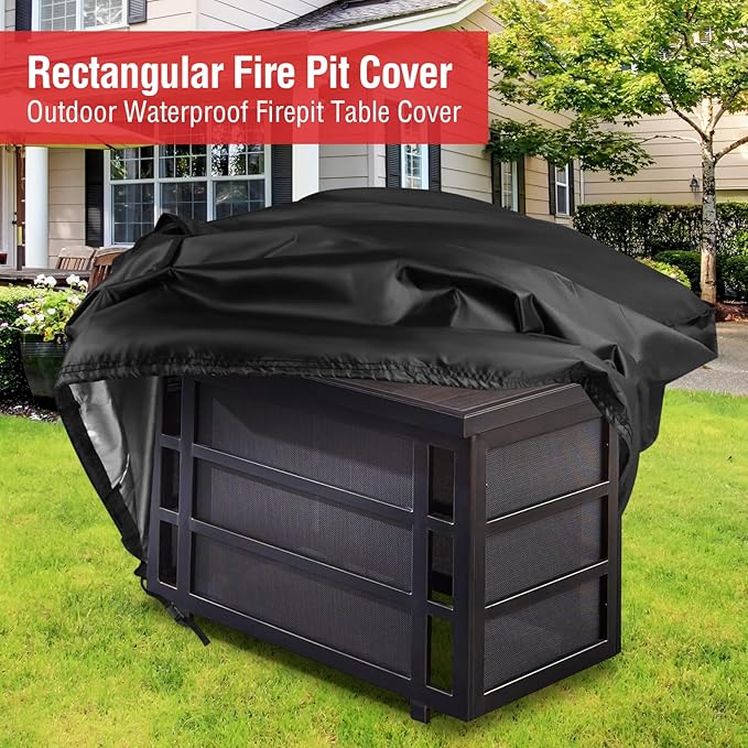 Rectangular Fire Pit Cover 40 inch, Propane Gas Fire Pit Table Cover,Outdoor Waterproof Firepit Table Cover - 40 X 28 X 25 Inch