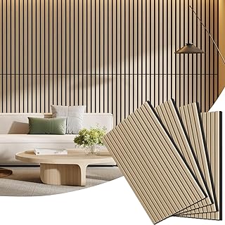 4 Pack Wood Panels for Wall, 47.24" x 23.81" Acoustic Wood Slat Wall Panel for Interior Decor & Noise Reduction, Soundproof Wood Wall Panel, Sound Absorbing Wall Panels for Home Office Studio, Oak