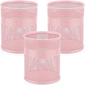 Segarty Pencil Holder, 3 Pack Pink Pen Holder, 3.3 x 3.9 inch Pencils Cups, Round Metal Pens Container Organizer for Office Supplies, School Classroom, Makeup Brush, Home Storage