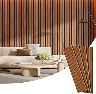 4 Pack Wood Panels for Wall, 47.24" x 12.79" Acoustic Wood Slat Wall Panel for Interior Decor & Noise Reduction, Soundproof Wood Wall Panel, Sound Absorbing Wall Panels for Home Office Studio, Teak