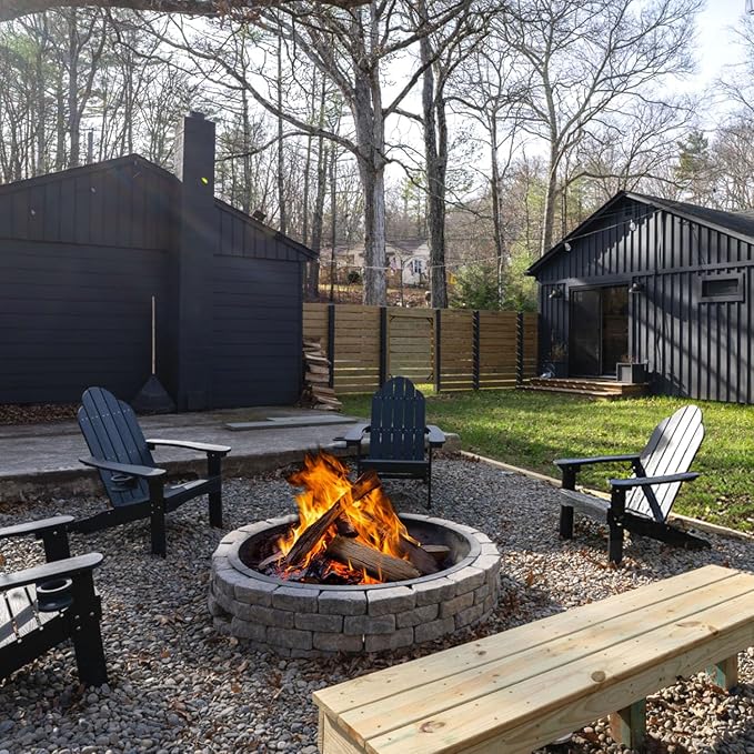 Outdoor Fire Pit Ring 35.4-Inch Outer/31.4-Inch Inner, Fire Pit Insert Round Metal Steel Fire Rings for Outside Wood Burning Fire Pits-Above Or In-Ground, Patio Backyard Camping Bonfire