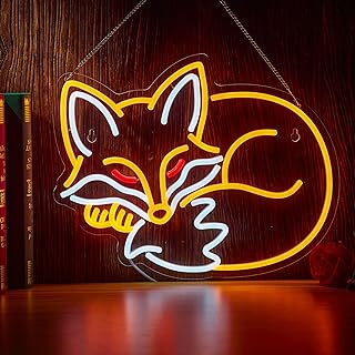Fox Neon Sign Sleeping Fox LED Light Animal Neon Lights for Bedroom Living Room Wall Decor Birthday Party Gifts for Kids Adults Foxes Lover