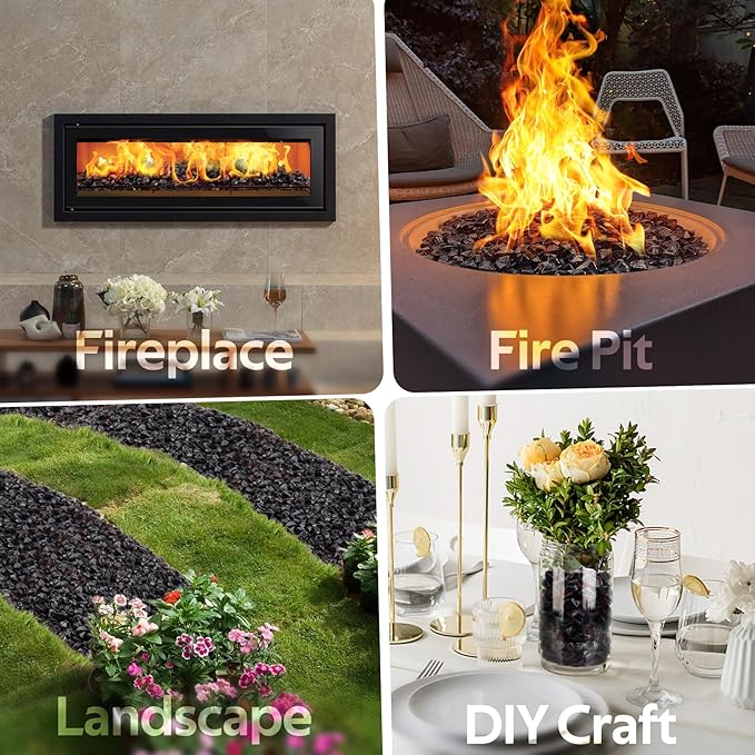 Mr. Fireglass 1/2-Inch Polygon Fire Glass for Fireplace Fire Pit & Lanscaping, 10 Pounds High Luster Amber