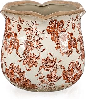 Newtay 6 Inch Ceramic Plants Pots Vintage Ceramic Flower Planters Crackle Glaze Finish Flower Pots Decorative Floral Vintage Planters for Living Room Garden Home Decor Gifts(Fresh)