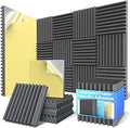 12 Pack Sound Proof Foam Panels For Walls 2”x12”x12” Self-Adhesive Acoustic Wall Panel High Density,Foam Adhesive Soundproof Wall Panel,Acoustic Panels Sound Absorbing for Studio Gaming Room-Black