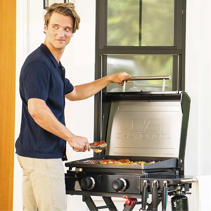 Charbroil® 22" Performance Series™ Folding Cart 2-Burner Portable Propane Gas Griddle, Black - 463711223