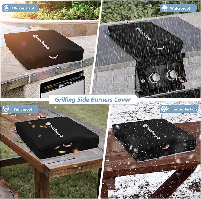 Covers for Bull Outdoor Products 60008 Stainless Steel Single Side Burner,Heavy-Duty Waterproof Burner Cover with Plush Lining, 23''L x 13.5''W x 5''H, Black