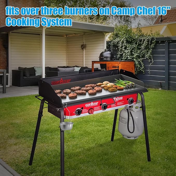 Professional 14x32 in Flat Top Steel Griddle for Camp Chef EX60LW EX60P, Fry Griddle Accessories for Camp Chef 2 Burner Propane Stove Grill,1 Carry Bag