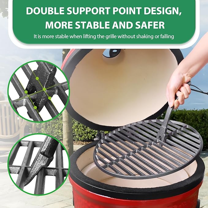 Vankey Cast Iron Cooking Grid Lifter for Big Size Green Egg Charcoal Grill Grid Lifter Accessories for kamado Joe Primo Grill
