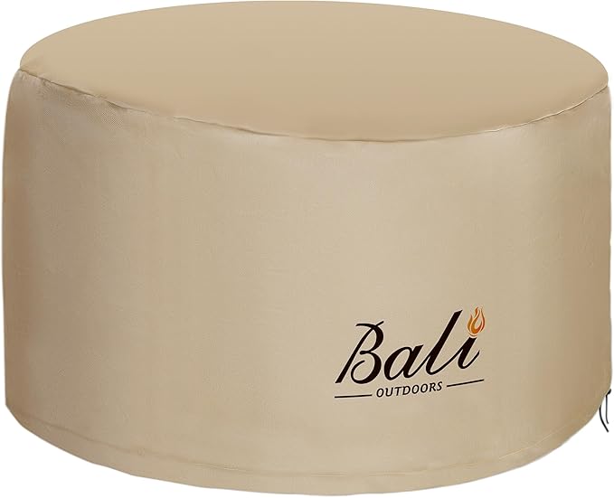 BALI OUTDOORS Round Fire Pit Covers Waterproof and Weather Resistant PVC Material, 48"D 26"H, Brown