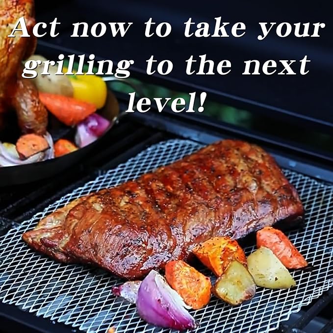 Grill Topper, 10 Pcs Disposable BBQ Grill Toppers, 12x16 in Non-Stick Heavy Duty Aluminum Mesh Grilling Grates Liners, Prevent Food from Falling Through Grill Mats for Camping Accessories