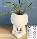 Creative Ceramic Human Shape Planter Funny Penis Planter with Drainage, Stylish Peeing Pot For Indoor/Outdoor Positive Penis Gifts Piss Succulent Plant Pot Gift for Father Friends Family (White)