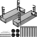 Cable Management, 2 Pack Cable Management Under Desk No Drill, Metal Cord Organizer with Clamp for Standing Desk, Cable Organizer for Home Office, Black