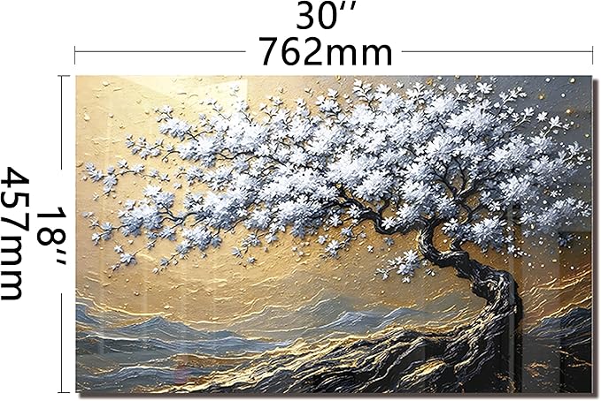 DAIFURONGE Tempered Glass Backsplash for Kitchen, Tree of Life Art Stove Backsplash Protector - Easy to Clean Wall Decor (Art Deco 4, 30"x18"(76.2x45.72cm))