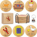 Friends Merchandise Coasters for Drink, TV Show Merch Gifts for Fans, Housewarming Presents for Friends, Kitchen Decor Wooden Set with Holder, 6 Piece