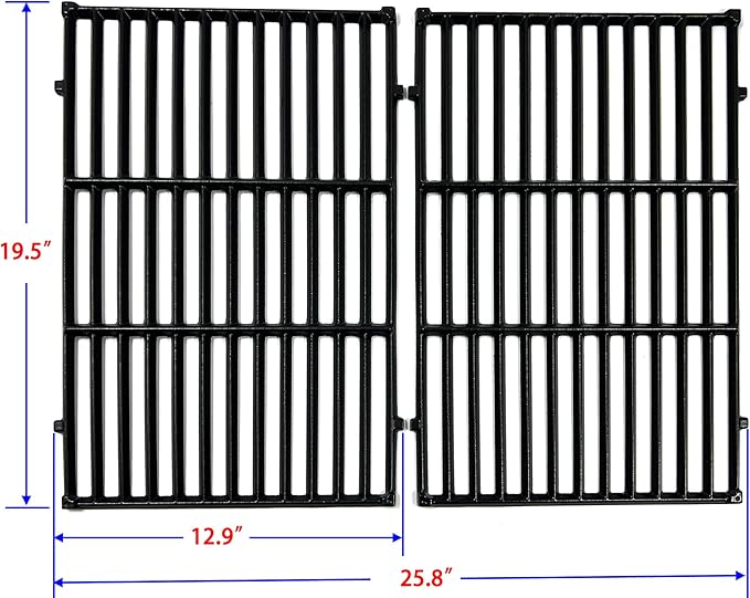 Direct Store DC132 19.5” x 12.9" Grill Grates Replacement for Weber 7524, 7528, Genesis 300 E/S 310 320 330 EP310 EP320 EP330 Gas Grill (2007-2016 ONLY), Set of 2 Cast Iron Cooking Grid Grates