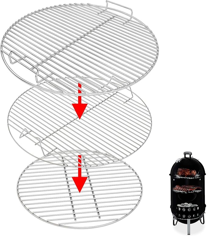 Uniflasy 7432 Upper Cooking Grate 85042 Lower Grate 63013 Charcoal Grates for Weber Charcoal Grill 18/18.5 Inch Smokey Mountain Cooker,Grate 3 Pack