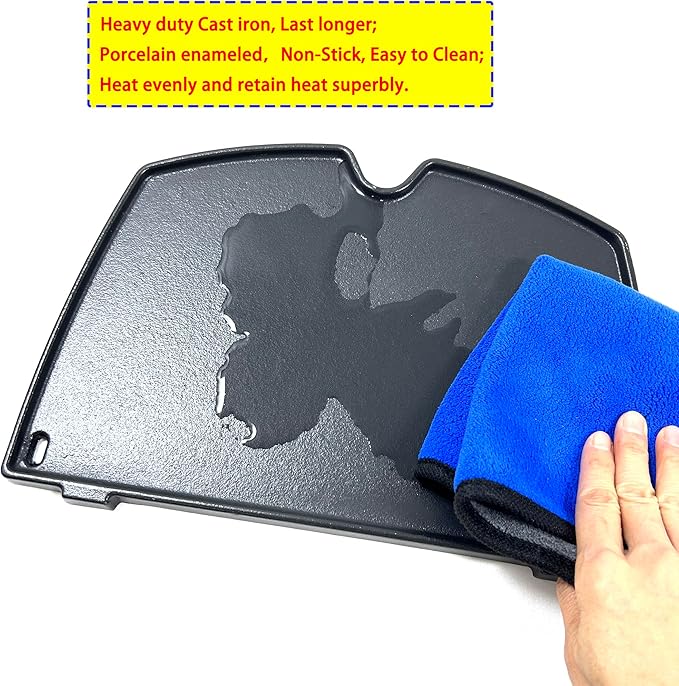 Direct Store DC136 6558 Cast Iron Cooking Griddle for Weber Q100 Q1000, Q120 Q1200 Series Gas Grills Parts, 12.6 x 8.5 x 0.5 Inches, Replace for Weber Q1200 Grill Accessories