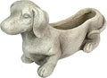 Zeckos Charming Rustic Distressed Grey Stone Finish Dachshund Dog Indoor or Outdoor Decor Planter Doxie Plant Pot - Whimsical Garden Accent for Dog Lovers - 20 Inches Long