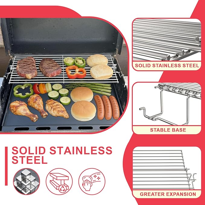 67027 Top Grill Warming Rack for Weber GS4 Spirit I & II 300 Series E310, E320, E330, EP310, S310, S320, S330 Grills (2013-2017), Raised Hanging Rack for Webber Spirit II GS4 Part, Stainless Steel