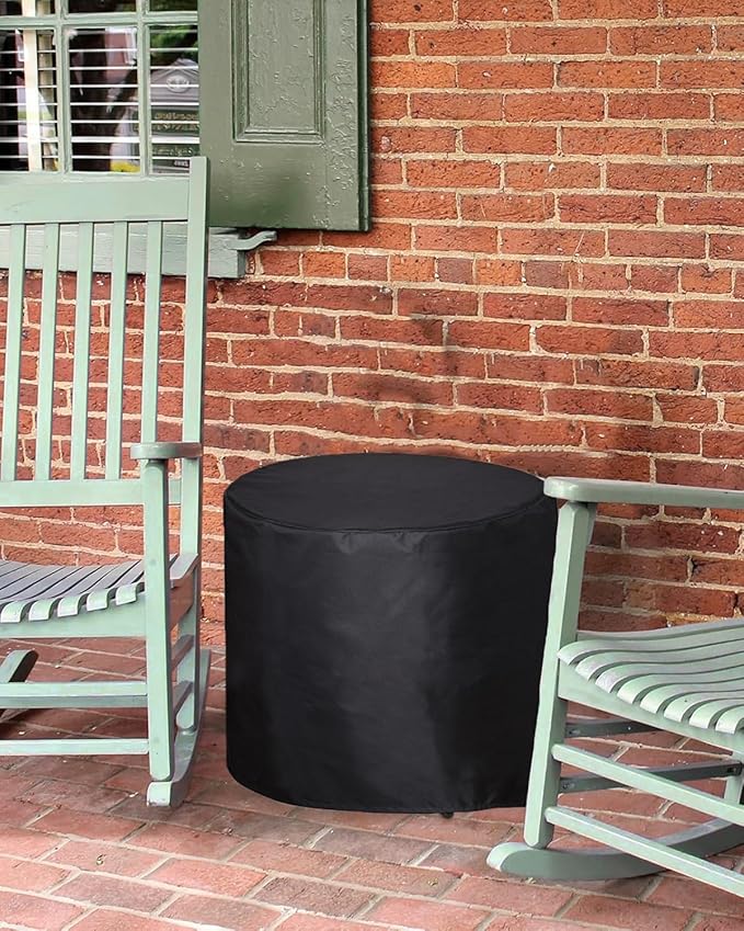 SheeChung Fire Pit Round Cover 24" D X 27" H,Heavy Duty 600D Waterproof & Weather Resistant Outdoor Cover,Fits 20-24 inch Column Propane Gas Firepit Bowl