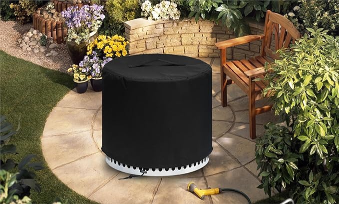 Fire Pit Cover for Solo Stove Bonfire 2.0, 600D Waterproof Anti-UV & Tear Resistant Round Cover All-Weather Outdoor Protection, Black, 20" D x 14.5" H