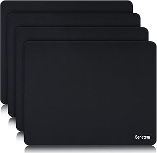Senetem 4-Pack Mouse Pad, Ultra-Smooth Gaming Mousepad, Non-Slip Rubber Base, Washable Surface Fits Wired & Wireless Mouse – Perfect for Desk, Laptop, PC & Office, Small Portable, 11x8.6 in, Black