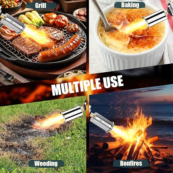 ARTFLAMM Propane Torch Gun, Powerful Cooking Grill Torch Gun, Adjustable Flamethrower Multi Use Blow Torch for BBQ, Campfire, Charcoal Wood Grills Lighter(Tank Not Included)