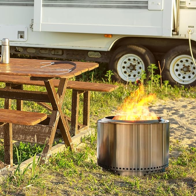onlyfire Fire Pit Carrying Handle for 27" Yukon Solo Stove Smokeless Fire Pit & Smaller, Heavy-Duty PU Lifting Strap with Stainless Steel Hooks for Camping Outdoor, Suitable for Bonfire, Breeo, Tiki