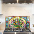 fzxwyishu Tempered Glass Backsplash for Kitchen,Stove Splashback Protector Mosaic Window Design | Heat-Resistant Splash Board, Kitchen Wall Decoration