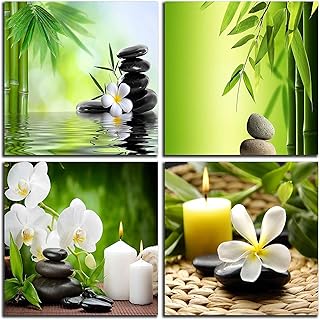 NAN Wind Modern 4 Panel Zen Giclee Canvas Print Spa Wall Art Spa Massage Treatment Pictures on Canvas Wall Art for Home Office Decorations Living Room Bedroom