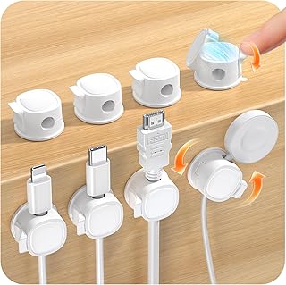 8 Pack Rotatable Cable Clips Cord Organizer,Desk Cable Management Accessory,Cord Clips,Adhesive USB Wire Holder Keeper Organizer for Home Office Desk Phone Car Wall Desktop Nightstand cable organizer