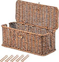 BROWNLILY Cable Management Box, Rattan Style Cord Organizer for Desk Cord Hider Outlet Covers Baby Proofing for Power Strip TV PC Router Charger Under Desk Storage with Lockable Lid and Cable Ties