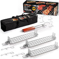 Grill Basket Set (3 Pack) – Adjustable Stainless Steel Grilling Baskets with Rotating Handle – Fish, Vegetable & Meat Grill Basket for Charcoal & Gas BBQ – Gift for Men & Dad
