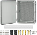 Joinfworld Weatherproof Electrical Box Outdoor Cable Box Enclosure 19.7x15.7x7.9 IP65 PVC Grey Cover Outside Waterproof Enclosure for Electrical Connection